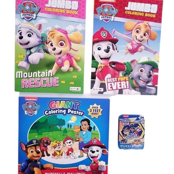 PAW PATROL Fun Kid's Activity Toy Gift Play Basket Color Puzzle Bundle Lot NWT - Picture 8 of 9